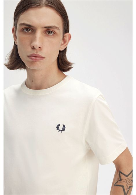 Fred Perry Crewneck T-shirt Ecru Men - FRED PERRY - Sports Store